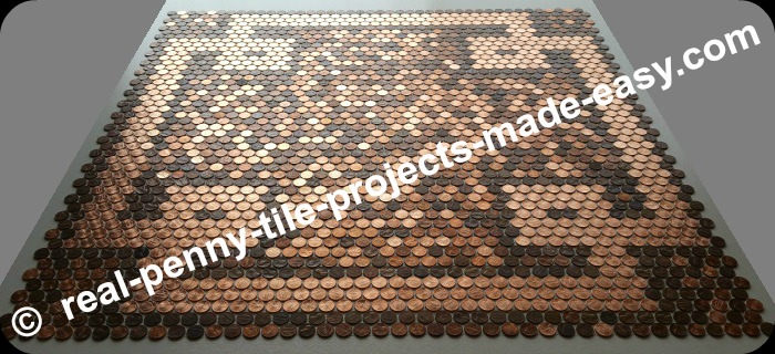 Brand new shiny pennies forming a spectacular design within our penny tile sheets made with real random pennies.