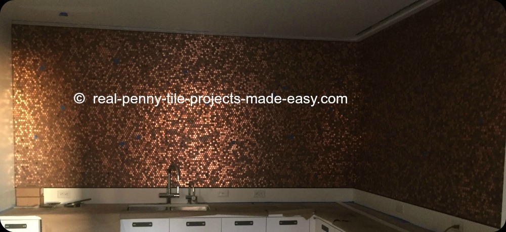 Pictures Of Pennies Installed As Mosaic Tile Sheets On Wall Floor