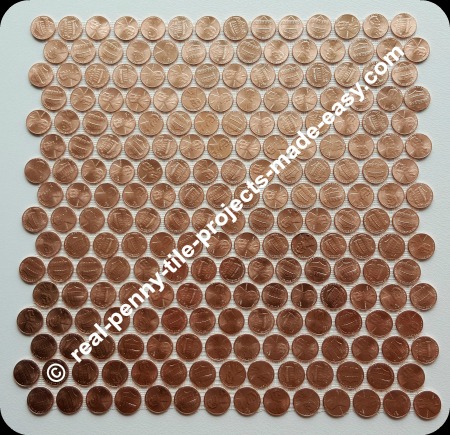 Tile sheet made with brand new shiny uncirculated pennies only.