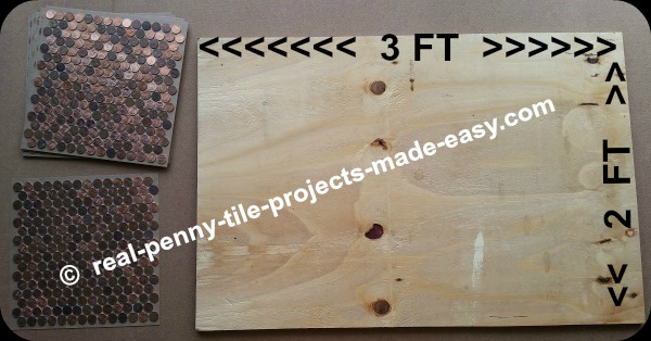 Sample of using pennies as tile to cover a floor, wall, countertop, backsplash, etc.